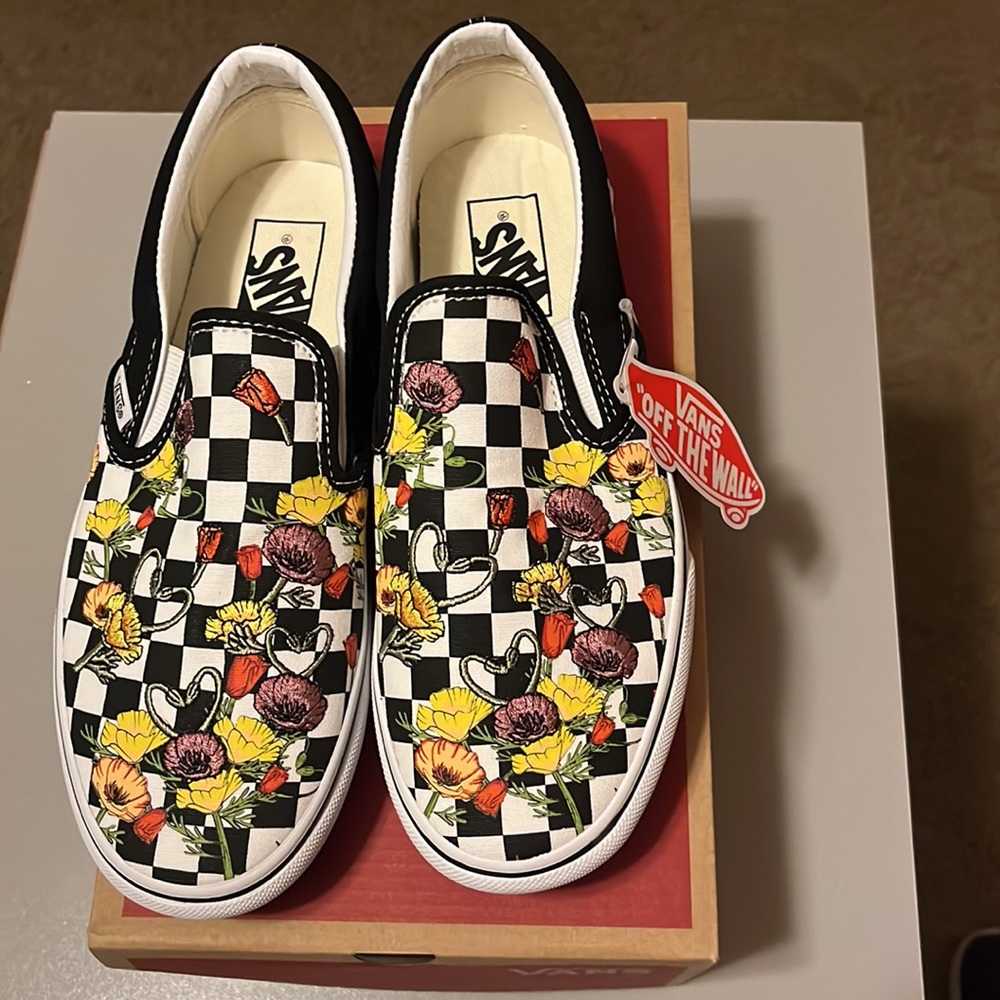 Classic Slip-On Platform Vans Poppy Checkerboard Black